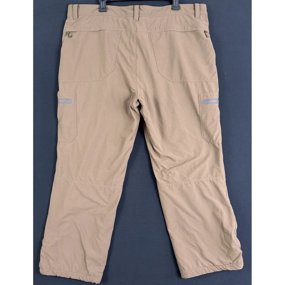 LL Bean Cresta Hiking Pants Mens 40x32 Brown Nylon Stretch Cargo 298068 Lined
